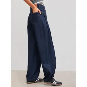 Cider [size 0-10] Cider Denim High Rise Solid Pocket Baggy Jeans