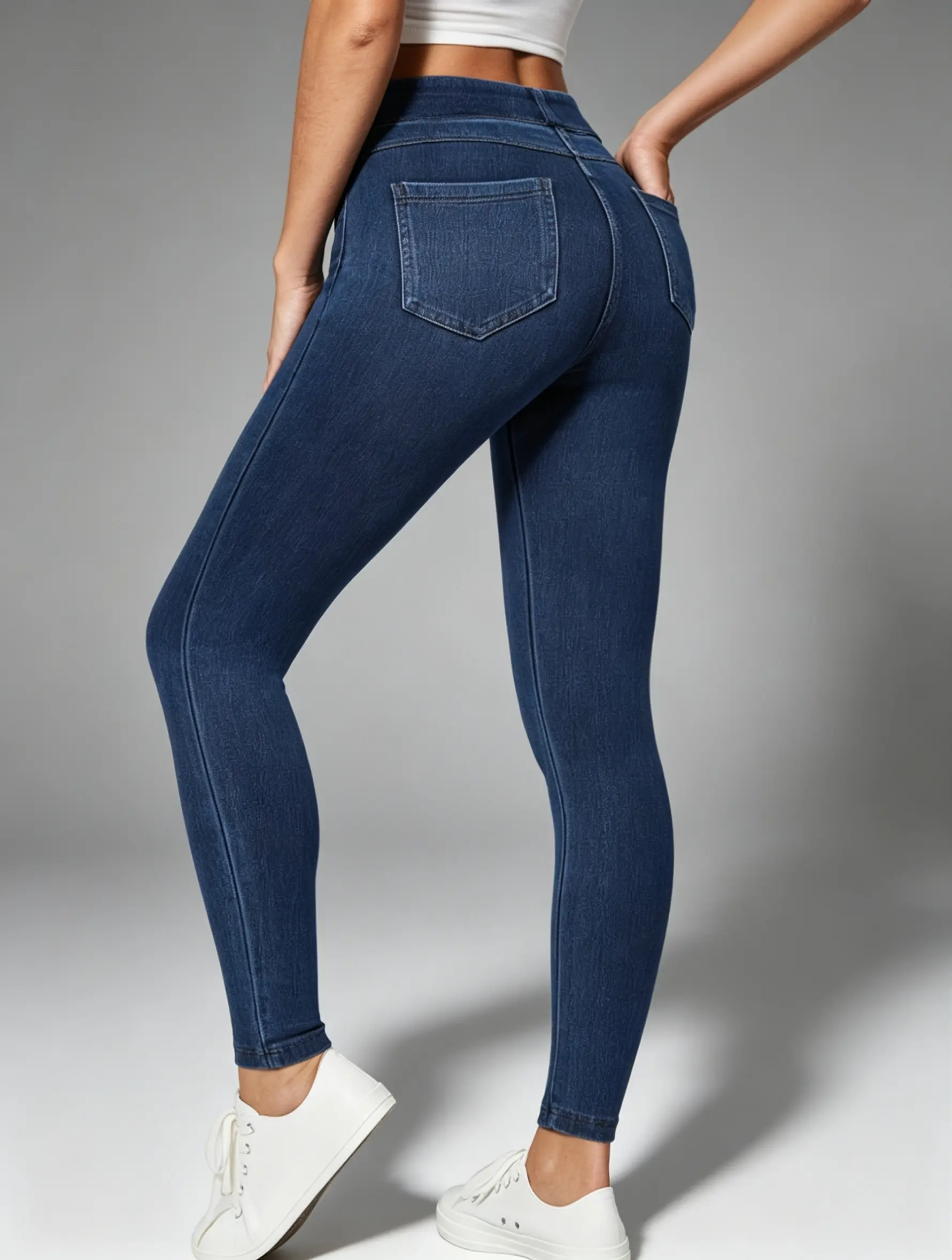 Women's Comfy Slip-On Jeggings, High Waist Skinny Denim Bottoms with Soft 4-Way Stretch and 4 Real Pockets, Breathable, Pants