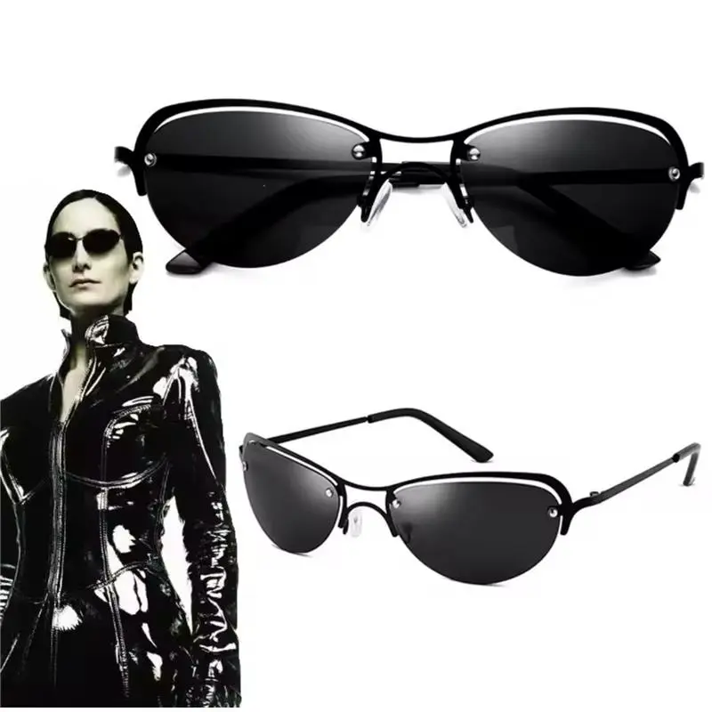 Movie The Matrix Trinity Cosplay Glasses Unisex Eyewear Frameless Eyeglasses Metal Fashion Driving Sunglasses Accessories Props