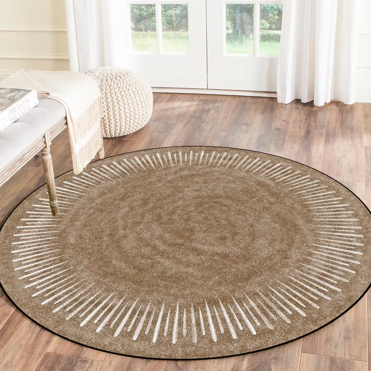 Round Area Rug, Household Decorative Rug, Home Decorative Rugs, Non-slip Soft Floor Mat, Machine Washable Foldable Floor Carpet for Home Living Room Bedroom Kitchen Decor