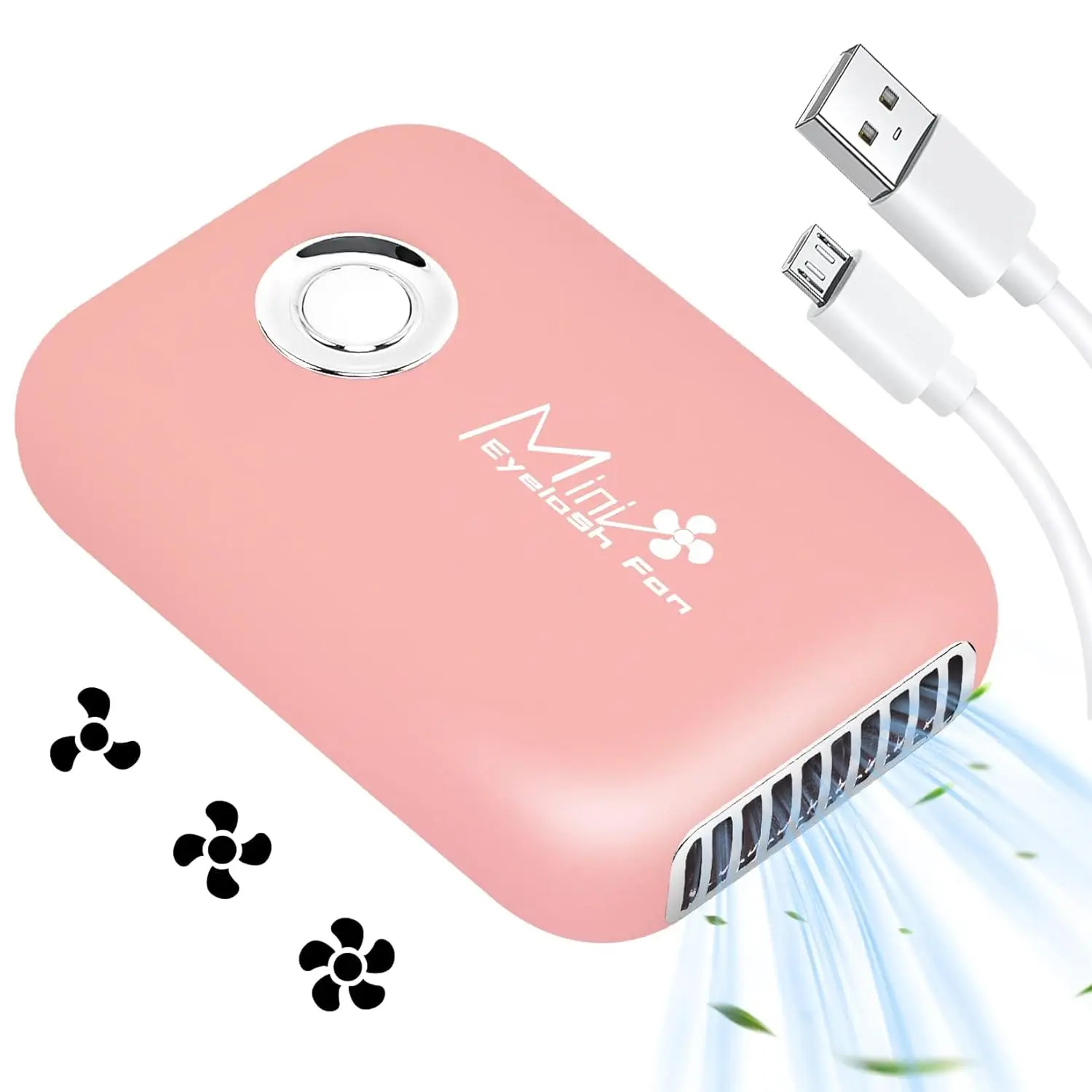 Eyelashes Rechargeable Fan, Mini Lash Fan Eyelash Portable USB, Handheld Fan Dryer Air Conditioning Blower with Adjustable Button