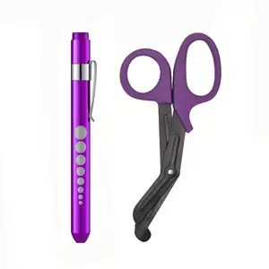 1 Set Multifunctional Cutting Scissors and Penlight - for Bandage Trauma Cutting - 6-Inch Scissors with Penlight - Suitable for Office, Sewing, Home Crafts and School Supplie, Compact and Portable for Household Cutting, Outdoor Use, General Purposes