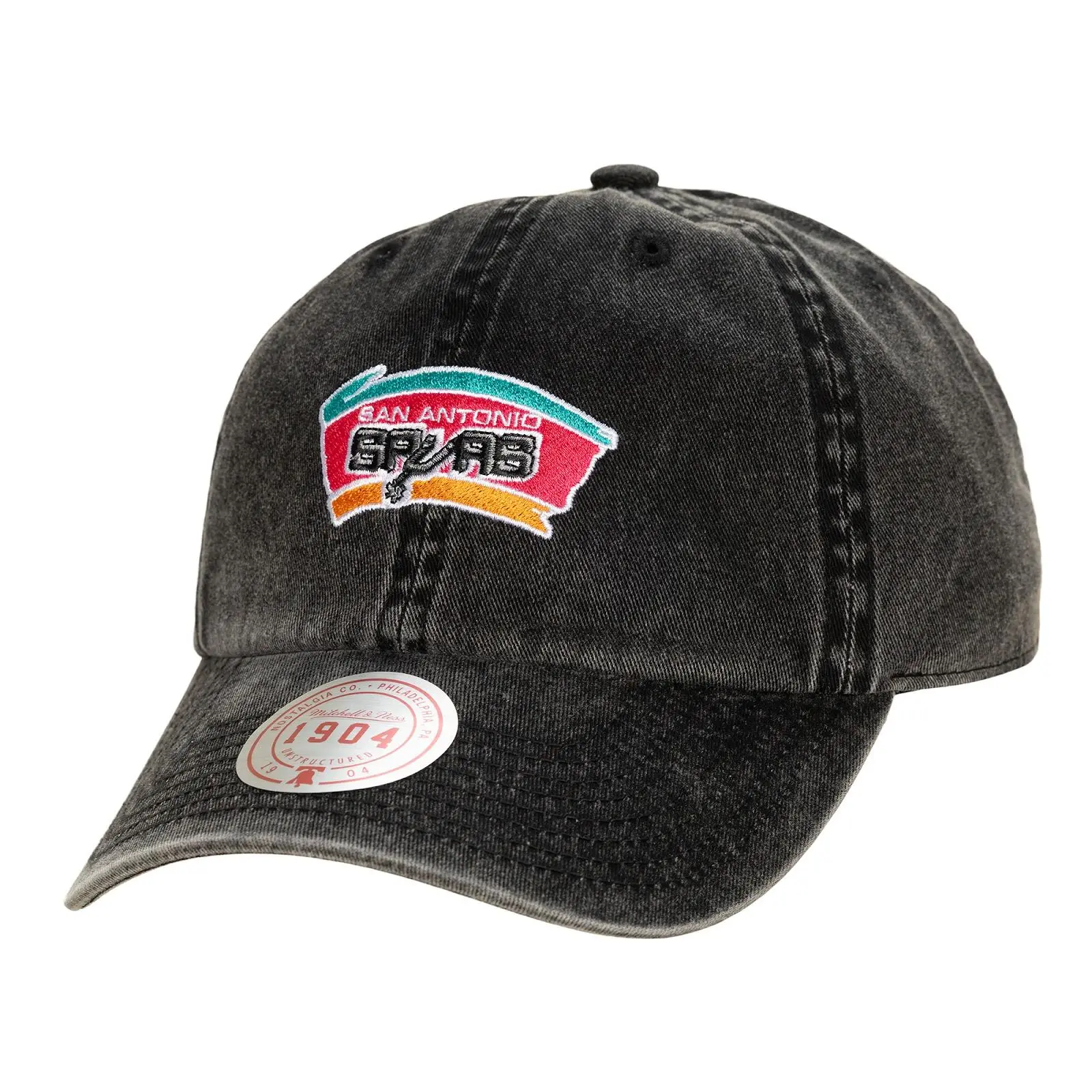 Mitchell & Ness San Antonio Spurs Black Hardwood Classics Unisex Vintage Hat - Acrylic, Casual Graphic, Legendary Strapback, Adjustable NBA Throwback Caps with Designs, Quality Caps Fan Gear