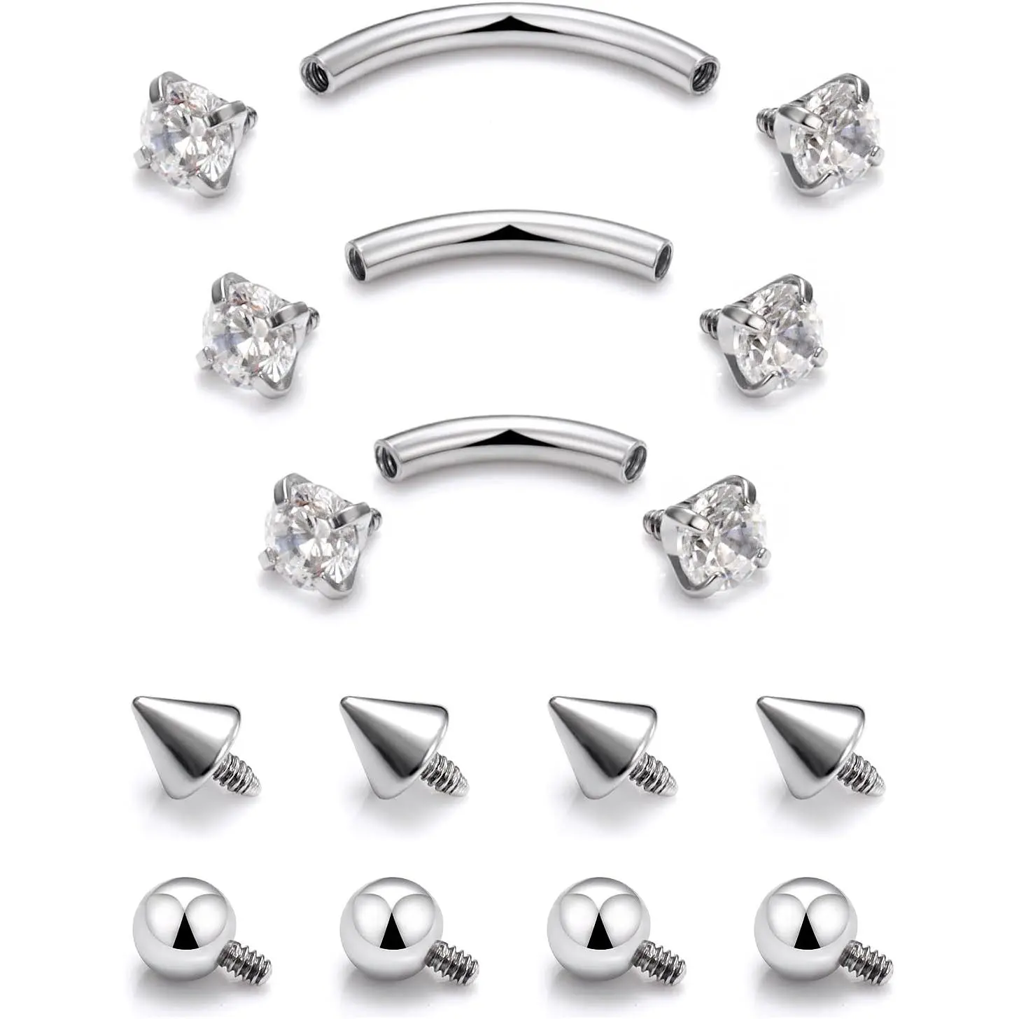 Eyebrow Piercing Jewelry Surgical Steel Internal Thread Curved Barbell Tiny Eyebrow Ring Vertical Labret Lip Jewelry Ear Rook Small Belly Button Ring for Women Men 16g 6mm/8mm/10mm