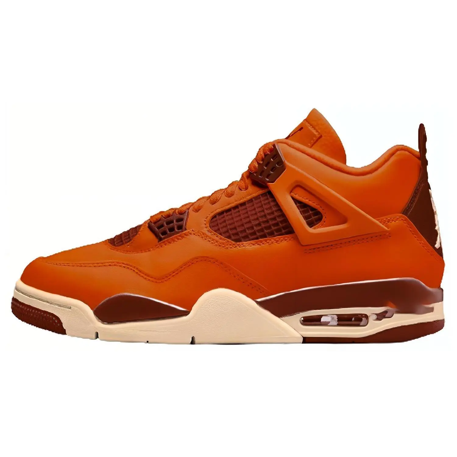 Men's Jordan x Nigel Sylvester Air Jordan 4 Retro 'Brick by Brick' Mid-Top Athletic Basketball Shoes, Orange-Brown Casual Trainers, Athletic Shoes