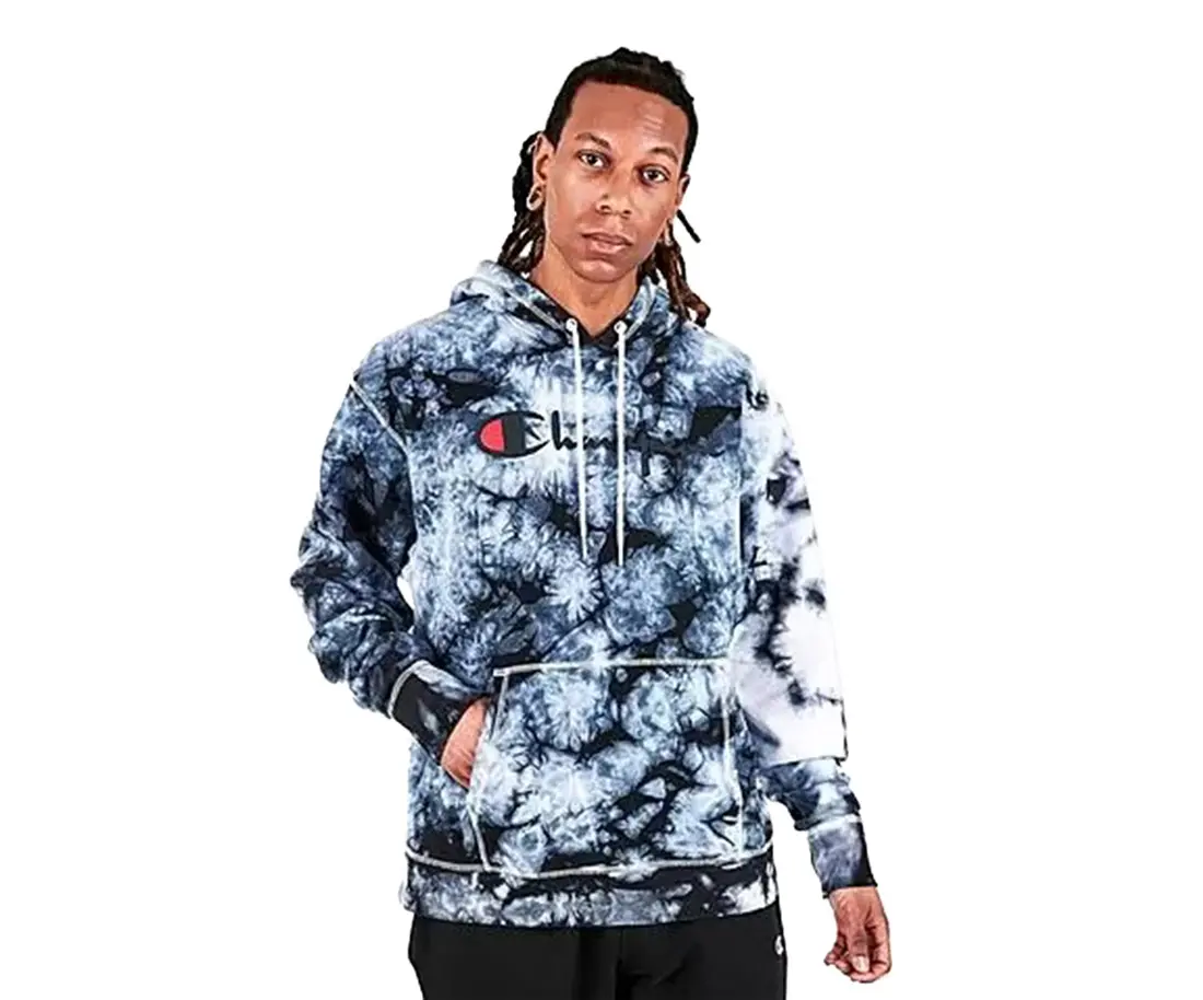Champion Galaxy Dye Script PO Fleece Men's Sporty Chic Long Sleeve Active Hoodies for Outdoors