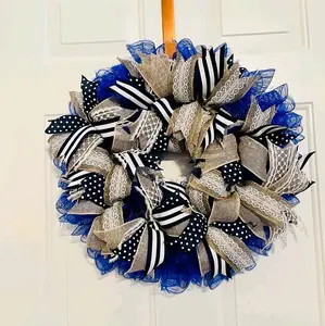 Blue Ribbon Wreath Housewarming Modern