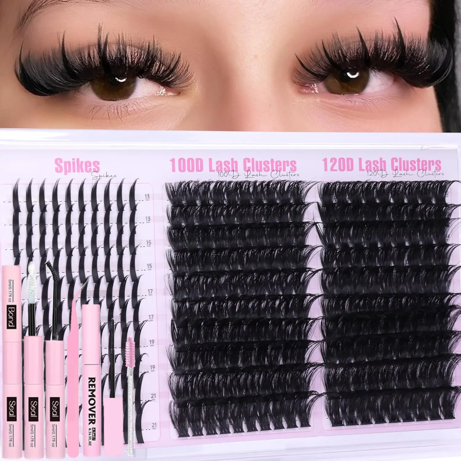 290pcs Fluffy False Eyelashes, Mixed Length 10-18mm, D Curl, Dense Water Mink, Individual False Eyelash, DIY Lash Extensions, Includes Glue Remover and Applicator, Natural Lash Clusters, Eyelash Falsies, False Eyelashes Set