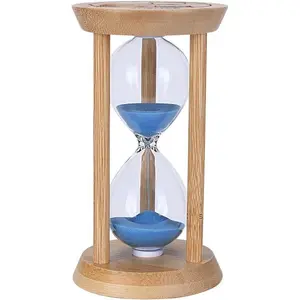 F-SO47 Mini Bamboo & Glass Wooden Sand Timers, Rustic Kids' Kitchen Home Decor & Supplies