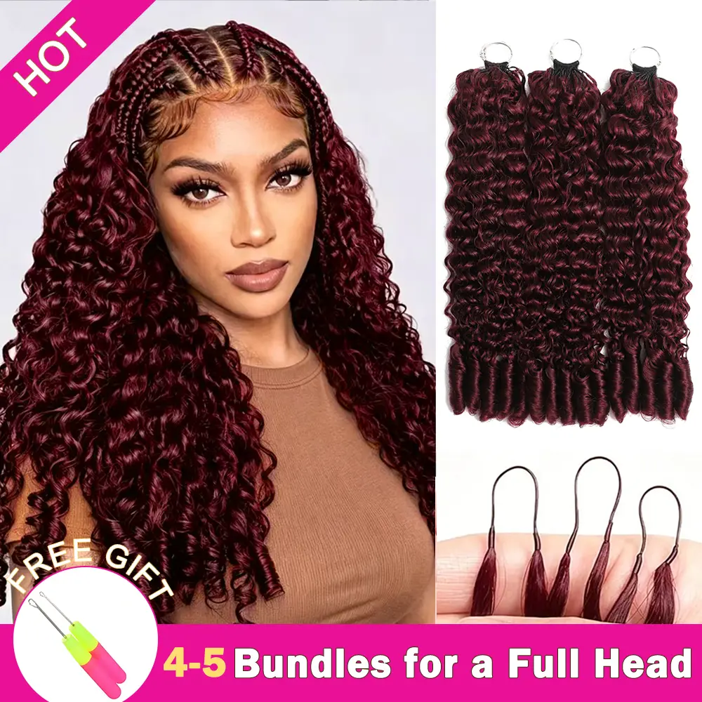 [New Color] Asakiss 99J Burgundy Crochet Human Hair Burmese Curly Highlight Honey Blonde p4/27  #4 Chocolate Brown Crochet Hair for Miracle Knots Pre-Separated 50g/Pack 40 Strands/Pack Hair Extensions 4-5Packs for Full Head Protective Hairstyles