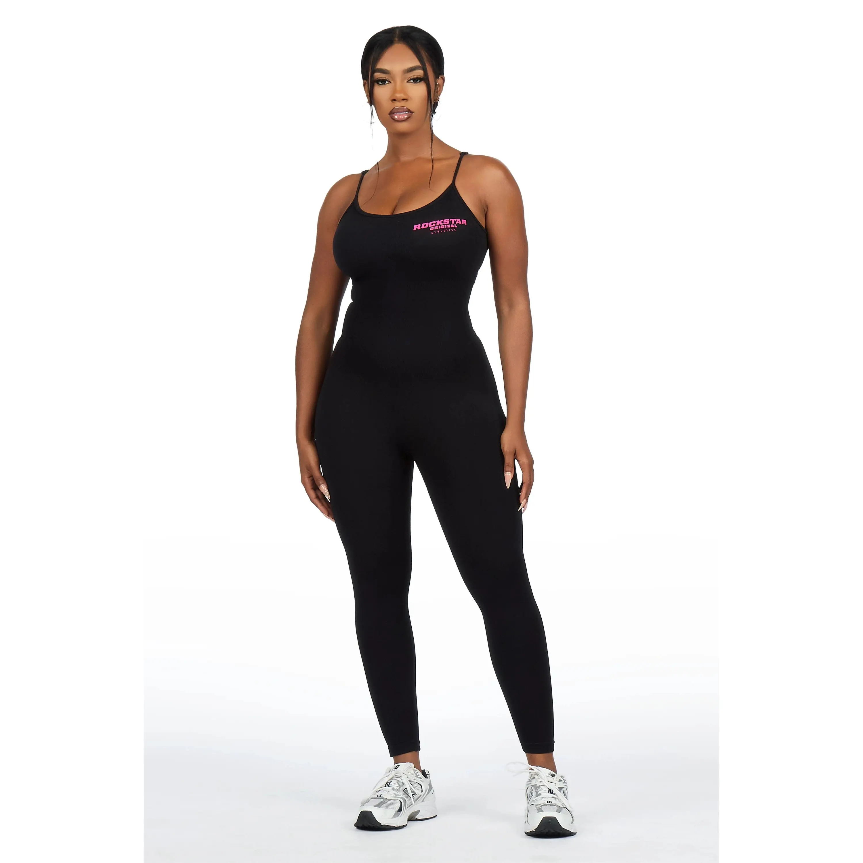 Lashona Black Active Tank Jumpsuit