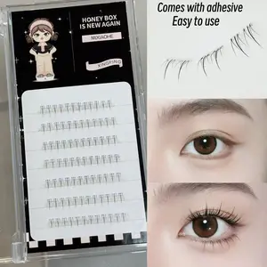 MIXOAHE Japanese and Korean series glue-free lower eyelashes, Faux lashes, Glueless Lashes Clusters, single cluster DIY transparent stem 42 clusters free to remove natural and fresh cross daily photogenic segmented extension eyelashes for female novices