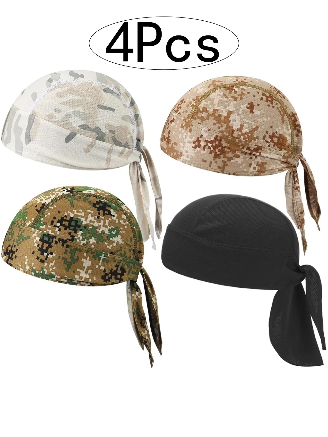 4 Lightweight Breathable Skull Caps for Men and Women, Multifunctional Night Riding Hats, Adjustable Protective Hats, Sports Outdoor Hats, Christmas Gifts, Polyester Outdoor Headwear