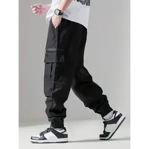 Men'S Street Hip Hop Casual Flip Pocket Footie Cargo Pants