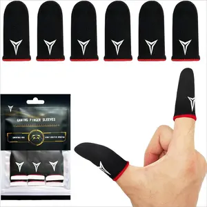 Game Improved Carbon Fiber Professional Model Gaming Finger Sleeves Ultra-Thin Breathable Anti-Sweat High Sensitivity Touchscreen Compatible 6 Pack