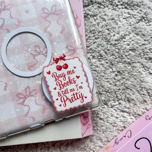 Cute “Buy Me Books & Tell Me I’m Pretty” Magsafe Phone Grip - Magnetic Pop Socket & Kickstand - Coquette Bookish Aesthetic Gift for Readers