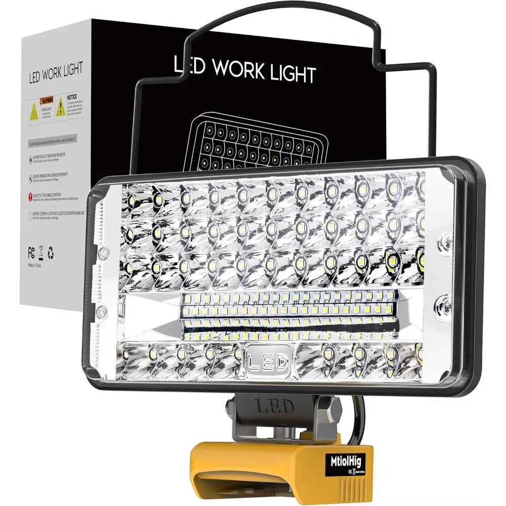 Cordless LED Work Light for Dewalt 20V Battery - 145W 14500 Lumen Portable Floodlight for Dad, Mechanic, Emergency Use, Job Site - 140° Pivoting Head, USB & Type-C Ports, Underhood Switch, Outdoor Construction Accessory