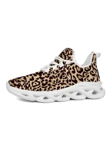 Leopard Print Sports Shoes for Women, Casual Fashion Design, Comfortable Thick Sole, All-Season Street Style, Trendy Urban Footwear, Thick Soled Sneakers