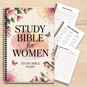 Reading the Bible in a Year: A 52 Week Bible Study Plan A Christian Bible Reading and Prayer Guide for Women, Bible Journal, featuring a floral design and spiral binding, Spiral Bound Planner, containing 52 weekly plans suitable for daily devotion