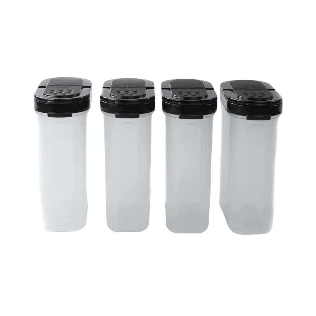 Large Spice Shaker 4-Pcs Set - 4 Airtight 250ml Containers with Pour/Sprinkle Lids for Seasoning Utensils Dishware