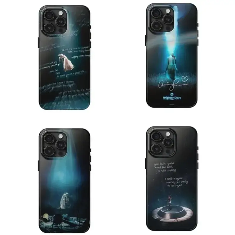 A-Arianas G-Grandes Singer Phone Case For Iphone 17 16 15 14 13 12 11 Promax Matte Black Aurora Pattern Protective Cover, Gift for fans S2D