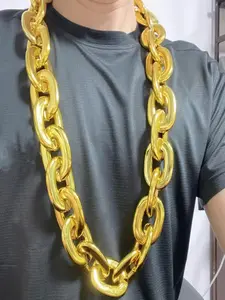 Oversized Chain Necklace, 36in Chunky Hip Hop Style with Hip Hop Influence, Lightweight, Shiny & Trendy Addition for Parties, Cosplay & Rap Performances