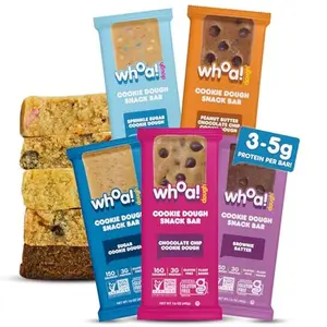 Whoa Dough Edible Cookie Dough Bars- Certified Non-GMO, Kosher and Gluten Free Bars - Healthy Snack Foods - Plant Based Snacks - Real Ingredients - Variety Pack (5 Bars)