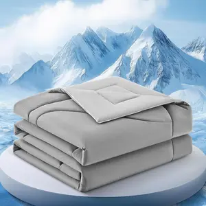 Cooling Comforter Queen Size, Double-Sided Cooling Blanket for Hot Sleepers & Night Sweats, Breathable Ice Blanket, Lightweight Cold Comforter (80''x90'', Light Grey)