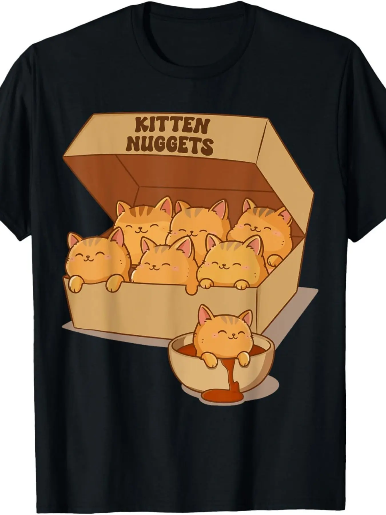Kitten Nuggets Cute Orange Kitty Box Sauce Bowl Funny Cat Lover Unisex Crew Neck Graphic T-Shirt Kitten Nuggets Cute Orange Kitty Box Sauce Bowl Funny Cat Lover Unisex Crew Neck Graphic T-Shirt