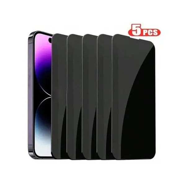 5PCS Anti-Spy Privacy Smartphone Screen Protector Tempered Glass Compatible With Iphone 16 15 14 13 12 11 Pro Max XR X XS Max 7 8 Plus 5Pieces Phone Protective Anti Spy Glass