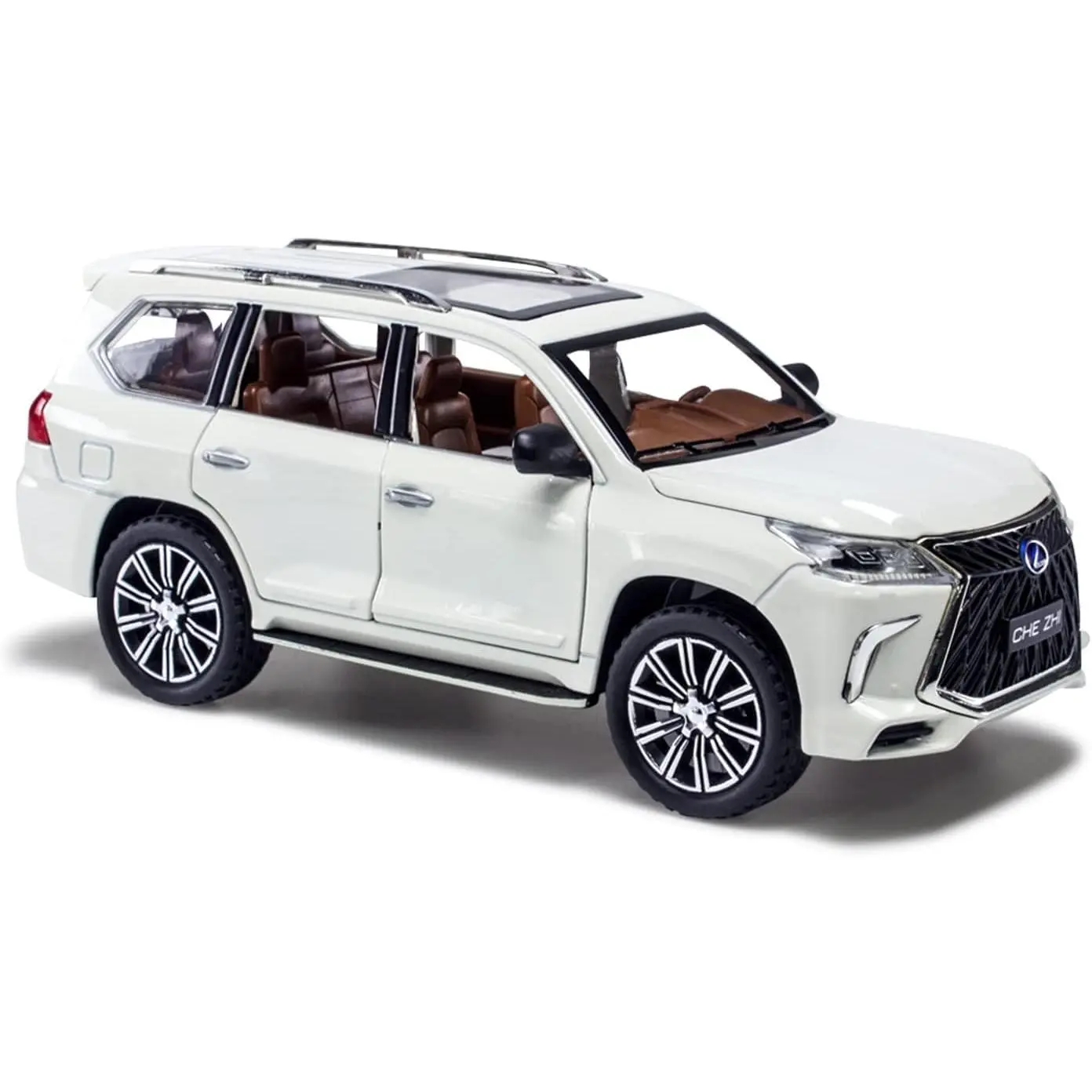 Diecast car Model 1/24 Scale - Zinc Alloy Pull Back Toy car with Sound and Light, Collectible Toys Vehicle for Adults and Boys Girls (White)