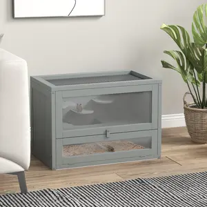 Spacious 2-Tier Hamster Enclosure, Openable Top Design with Shelf and Climbing Ladder