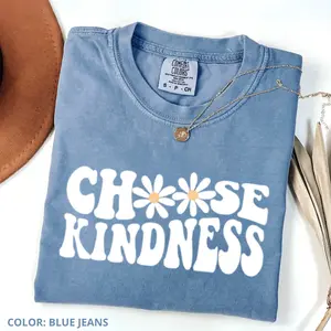 Comfort Colors Choose Kindness T-Shirt, Cute Back To School Crewneck, Be Kind Teacher Appreciation Gift, Daisy T-shirt, Cute Crewneck For Women