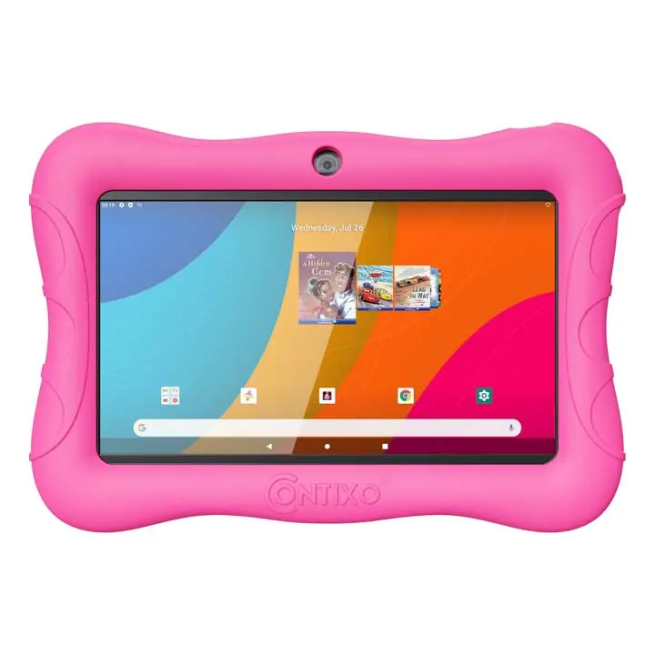 Contixo V9 Kids Android 7" HD Screen Tablet - Epic & Lingo Kids, 15 Educational Apps, Kickstand, Camera, Charging Adapter, Rear Audio
