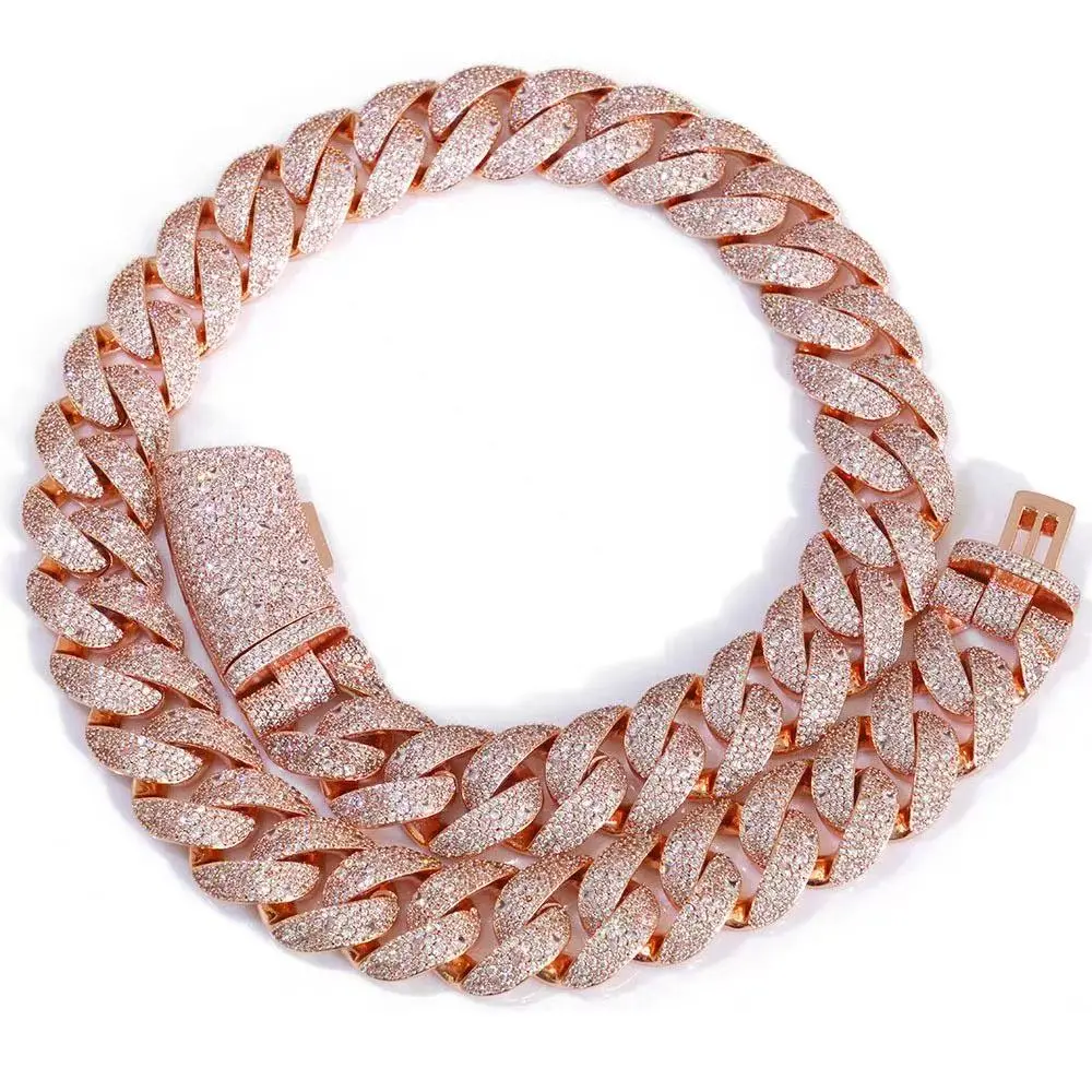 FSTVE Iced Out Hip-hop Necklace for Men, 22mm Bubble Cuban Link Chains with 5A Zircon Stones, Statement Style Gift-Ready Jewelry, Men's Jewelry, Copper Chain, Choker, Long Length, Metal Coating, 22Mm Diamond-Encrusted, Trendy Personalized Jewelry
