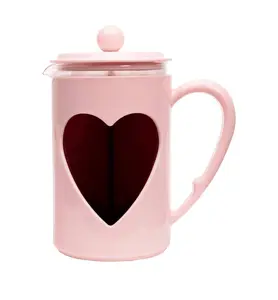 Paris Hilton French Press Coffee Maker, Temperature Safe Glass, Stainless Steel Filter, Pink