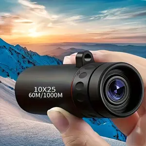 10X25 High Magnification Monocular Telescope for Adults - Durable Rubber Compact & Lightweight Design, Fixed Focus, Ergonomic Grip - Ideal for Hiking, Camping, Birdwatching, Hunting, Fishing (Black), Camping Essentials, Birdwatching Accessory, Portable O