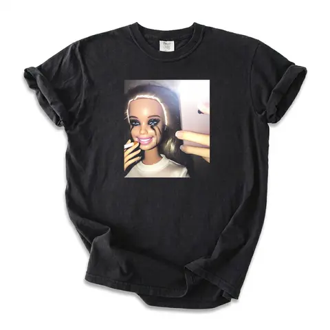 Men's 100 Cotton Ribbed Oversized Round Neck Short-Sleeve Graphic Tee - Aged Charm, High-Quality Distressed Print, Casual Breathable, Distressed Hem, Double Stitch, Unisex Street Style, Washed Black, 07092 Menswear Top (Do Not Dry Clean)