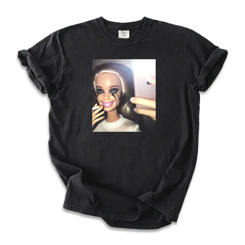 Men's 100 Cotton Ribbed Oversized Round Neck Short-Sleeve Graphic Tee - Aged Charm, High-Quality Distressed Print, Casual Breathable, Distressed Hem, Double Stitch, Unisex Street Style, Washed Black, 07092 Menswear Top (Do Not Dry Clean)