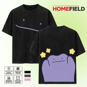 Ditto cute style Anime Double Oversized Washed Tee Unisex Anime Lover Cotton Fabric men gifts merch Stylish Clothes Streetwear Relaxed Fit