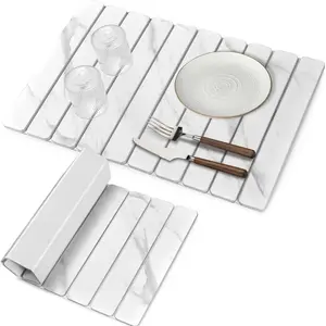 Home Kitchen Countertop Stone Utensil Drying Mat, Kitchenware, 24x15 Inches, Strong Absorbent, Diatomaceous Earth Material, Quick Dry, for Utensils, Bottles, Cups