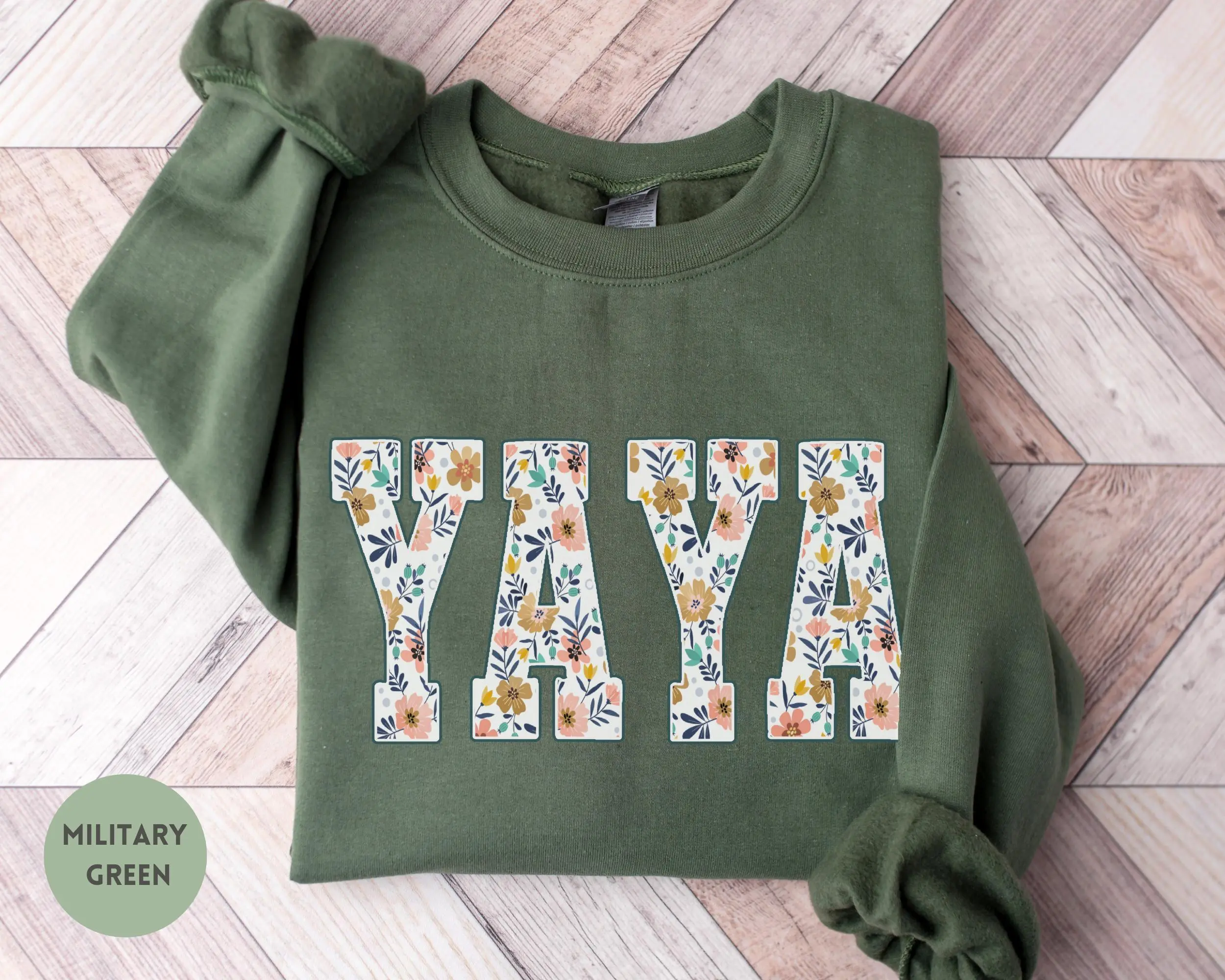 Yaya Short Sleeve T-SHIRT / Sweatshirt, Flora Yaya Crewneck, Gift For Yaya, Greek Grandma Sweater