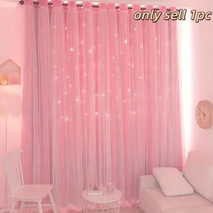 Double-layer curtain, privacy grommet curtains, 1 piece solid color blackout curtain for living room or bedroom, window curtain, home decor