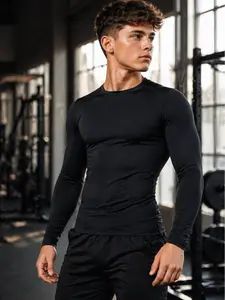 A4tech Youth Boys' Long-Sleeve Compression Crew Sport Clothing - 4-Way Stretch, Moisture-Wicking Athletic Base Layer for Running, Sports Training