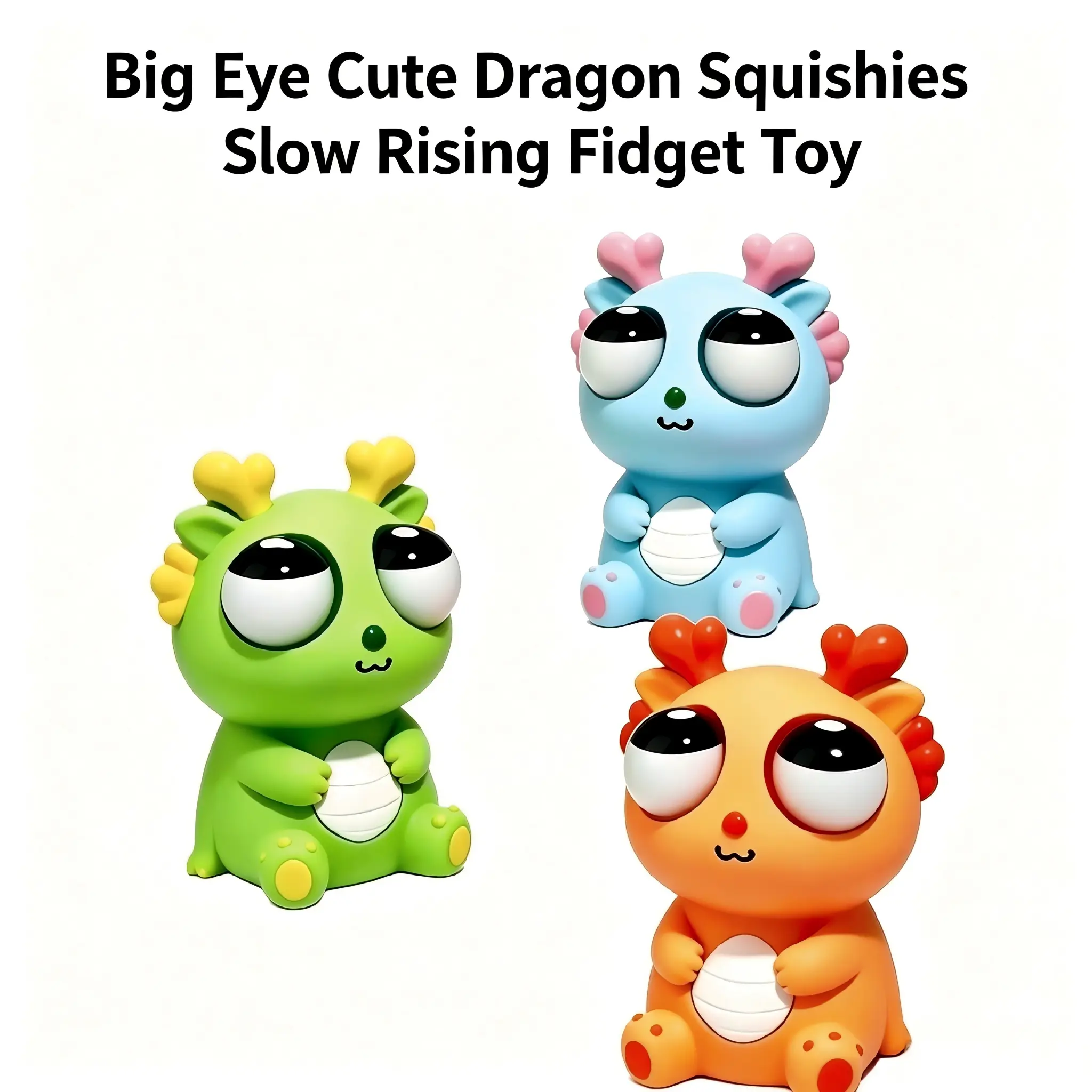 Kawaii Pop Eye Dragon Squishy Fidget Toy, Squeeze to Pop Out Eyes, Soft Silicone Stress Relief Toy for Anxiety, Cute Sensory Toy for Kids Adults, Office School Desk Decor, Trending 2026 Viral TikTok Toy