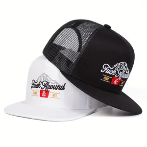 Unisex Letter Mountain Embroidered Hip Hop Hat Mesh Hat Outdoor Adjustable Sunscreen Leisure Hat Spring Autumn Travel Tourism Beach Vacation