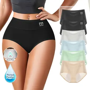 QUASTI 6-Pack Leak Proof Menstrual Underwear, Soft & Skin Friendly Physiological Safety Pants, Solves The Problem Of Side Leakage, Suitable For Day &d Night Use, S-XXL