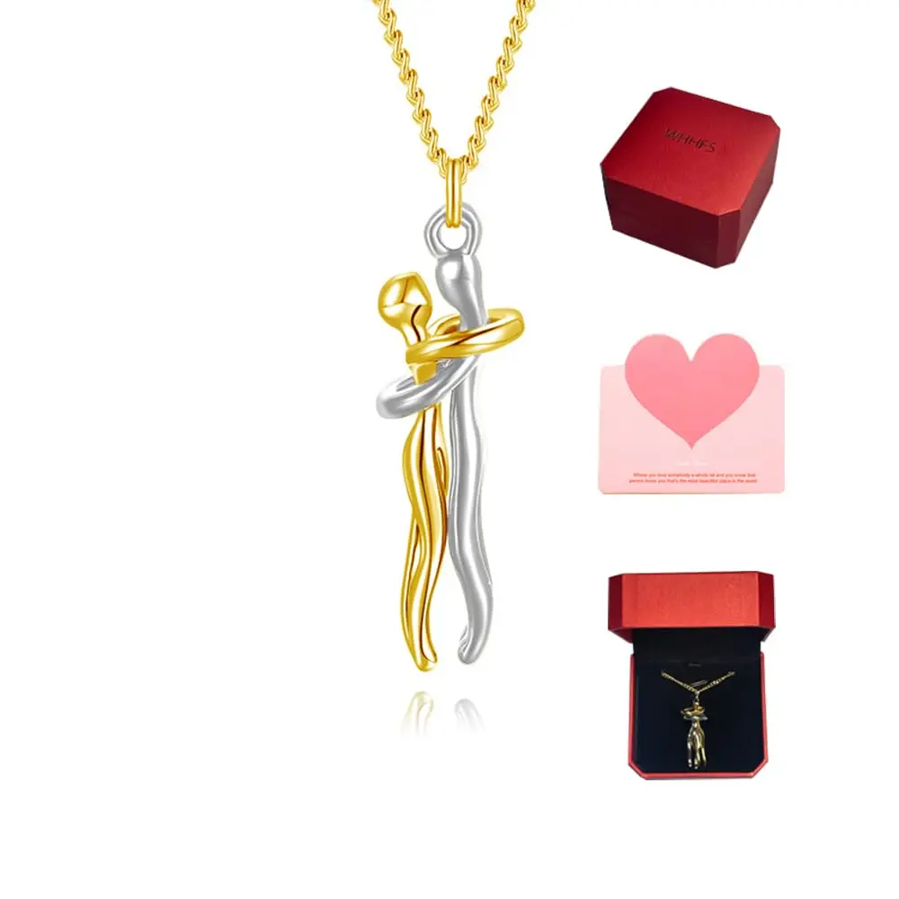 Mundoven Hug Soulmate Matching Couple Promise Pendant Necklaces, Baroque Costume Jewelry, Meaningful Gifts for Valentine's Day & Birthday (1 Target Group: Couples)