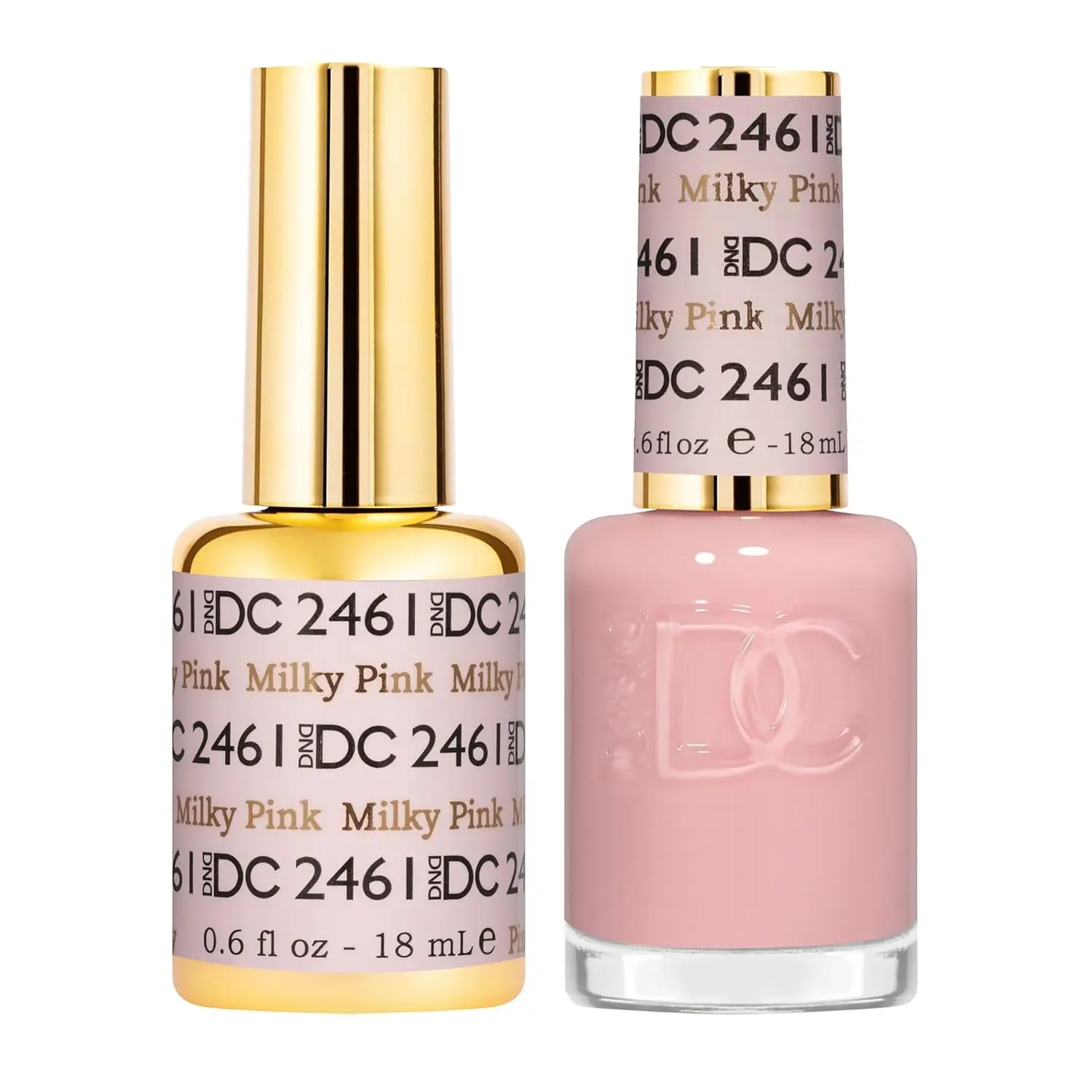 DND DC Gel Polish & Air Dry Nail Lacquer Duo Set, Milky Pink #2461 Sheer Collection, Chip-Free Matching Polishes, 0.6 Fl Oz Each