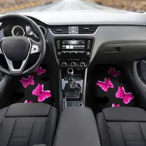Butterfly & Floral Pattern Car Floor Mat, Universal Car Interior Decorative Floor Mat, Fashionable Car Interior Accessories for Women & Girls, Durable Universal Fit, Car Mats